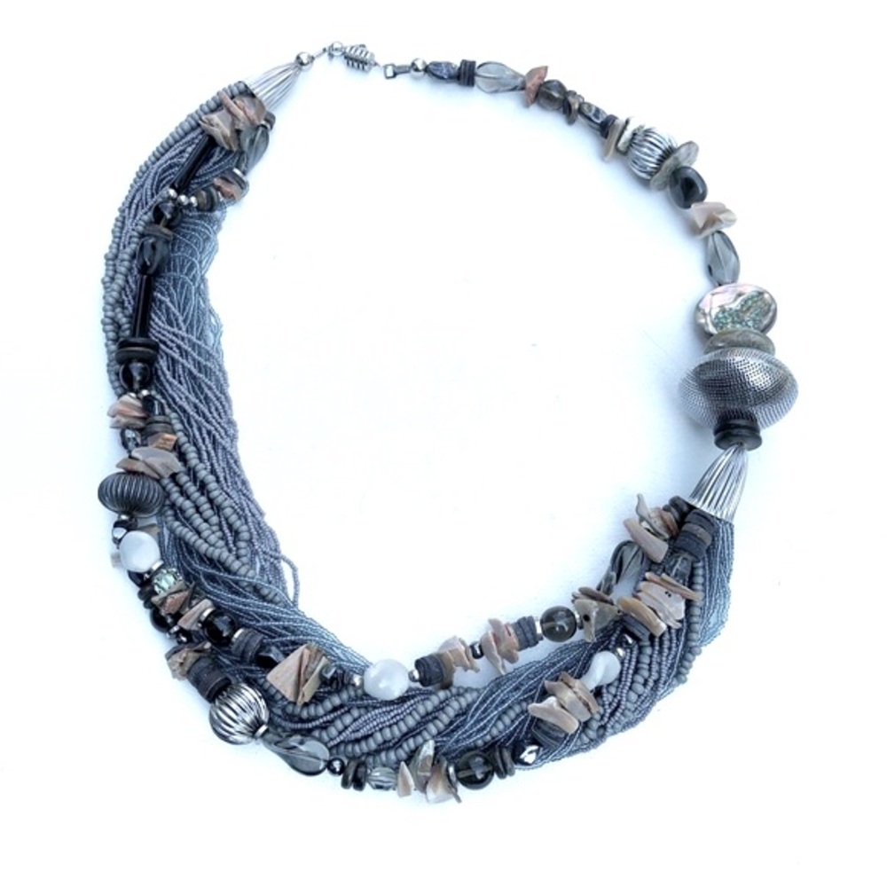 Vintage Designer Lucille Gauthier MOP, Shells & Beaded Necklace 80’s